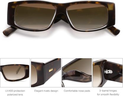 SOthtJOS Trendy Y2K Rectangle Polarized Sunglasses for Women Men Fashion Designer Rave Sunglasses SJ2228
