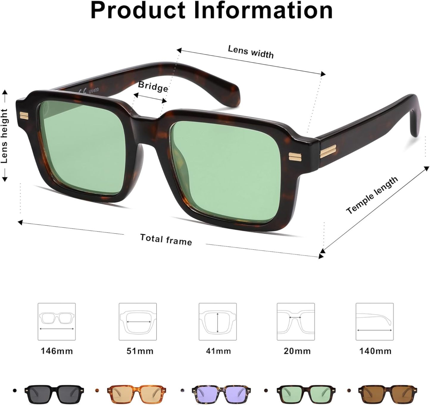 SOthtJOS Trendy Square Polarized Sunglasses for Women, 70s 80s Retro Rectangle Shades SJ2345
