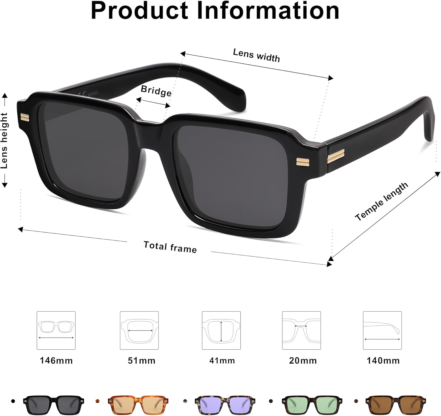 SOthtJOS Trendy Square Polarized Sunglasses for Women, 70s 80s Retro Rectangle Shades SJ2345