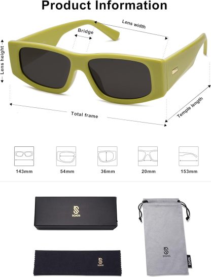 SOthtJOS Trendy Y2K Rectangle Polarized Sunglasses for Women Men Fashion Designer Rave Sunglasses SJ2228