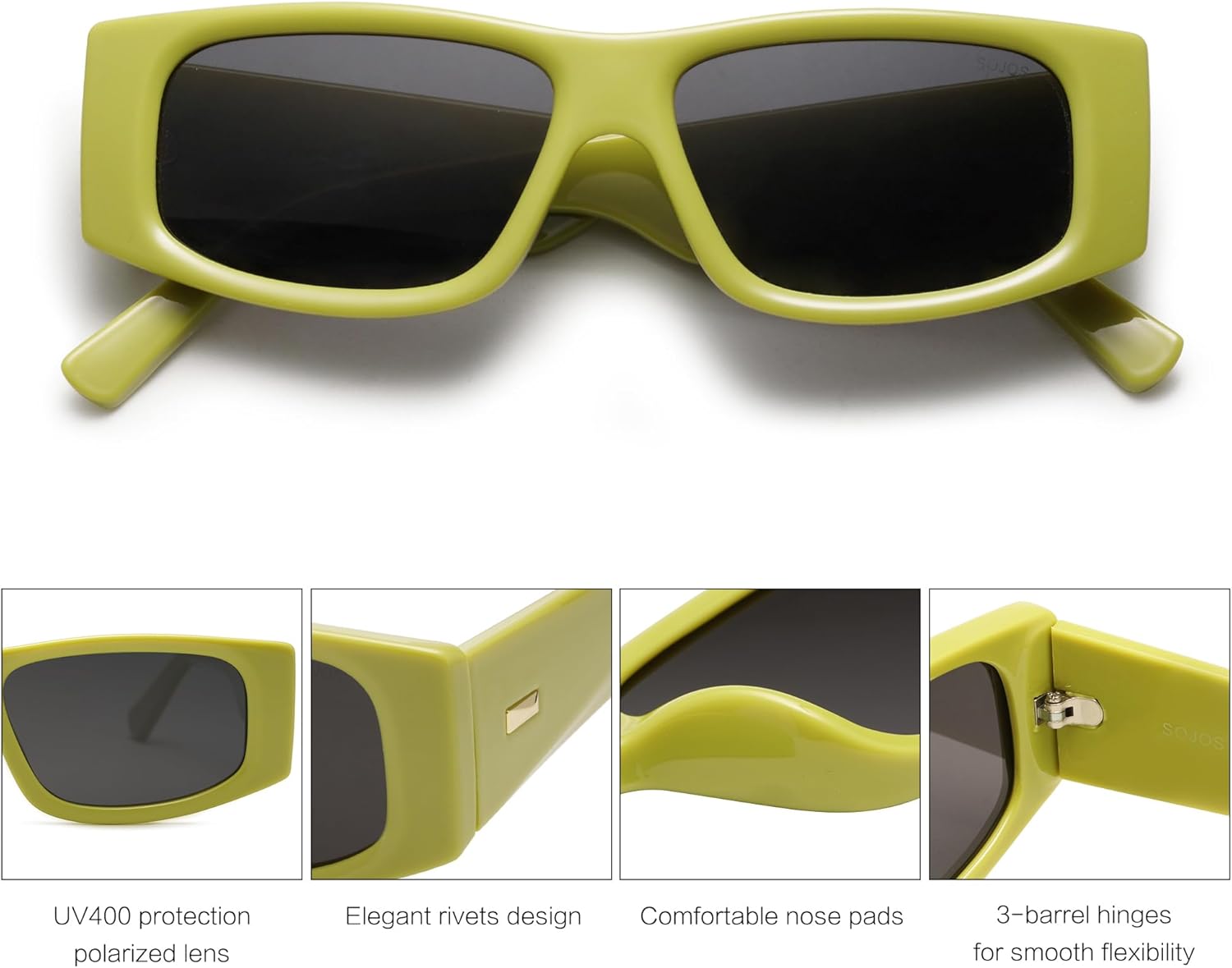 SOthtJOS Trendy Y2K Rectangle Polarized Sunglasses for Women Men Fashion Designer Rave Sunglasses SJ2228