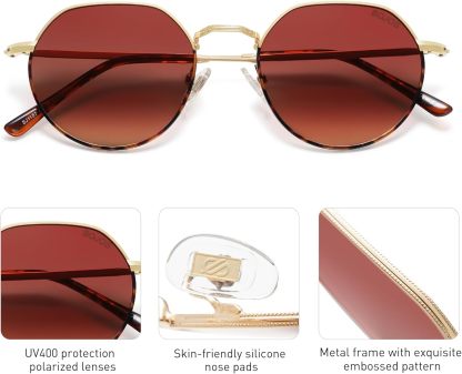 SOthtJOS Round Polygon Polarized Sunglasses for Women Men Retro Classic Vintage Panto Shades SJ1157