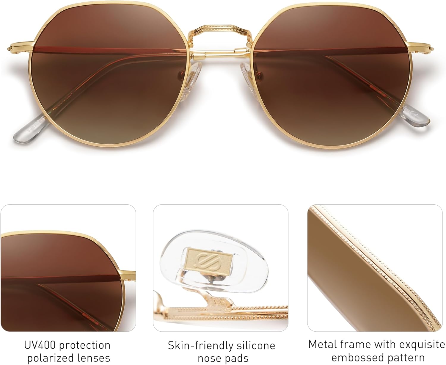 SOthtJOS Round Polygon Polarized Sunglasses for Women Men Retro Classic Vintage Panto Shades SJ1157