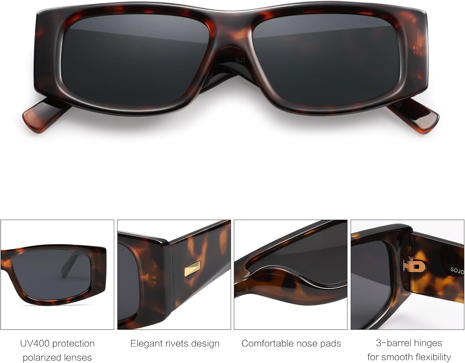 SOthtJOS Trendy Y2K Rectangle Polarized Sunglasses for Women Men Fashion Designer Rave Sunglasses SJ2228