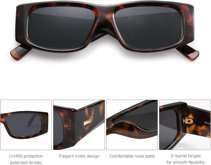 SOthtJOS Trendy Y2K Rectangle Polarized Sunglasses for Women Men Fashion Designer Rave Sunglasses SJ2228