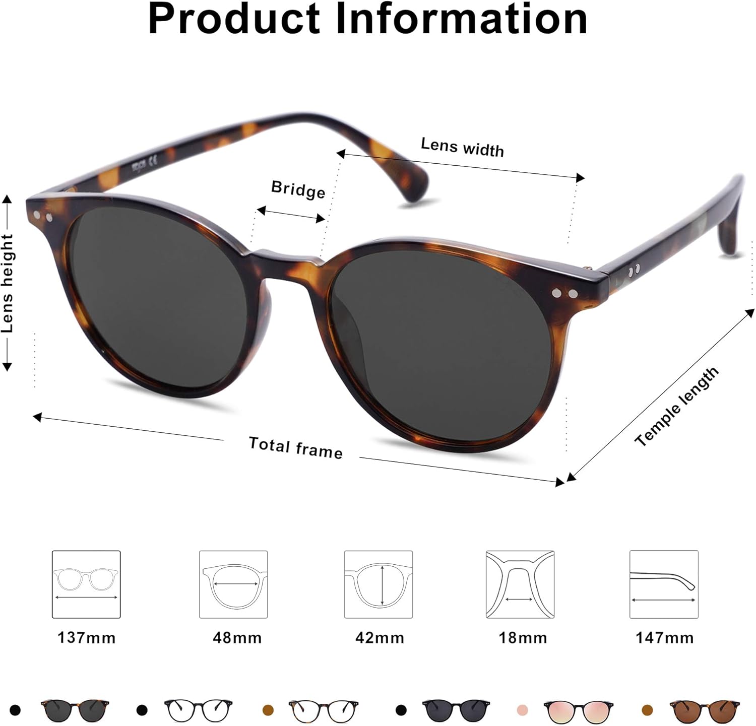 SOthtJOS Small Round Classic Polarized Sunglasses for Women Men Vintage Style UV400 Lens SJ2113