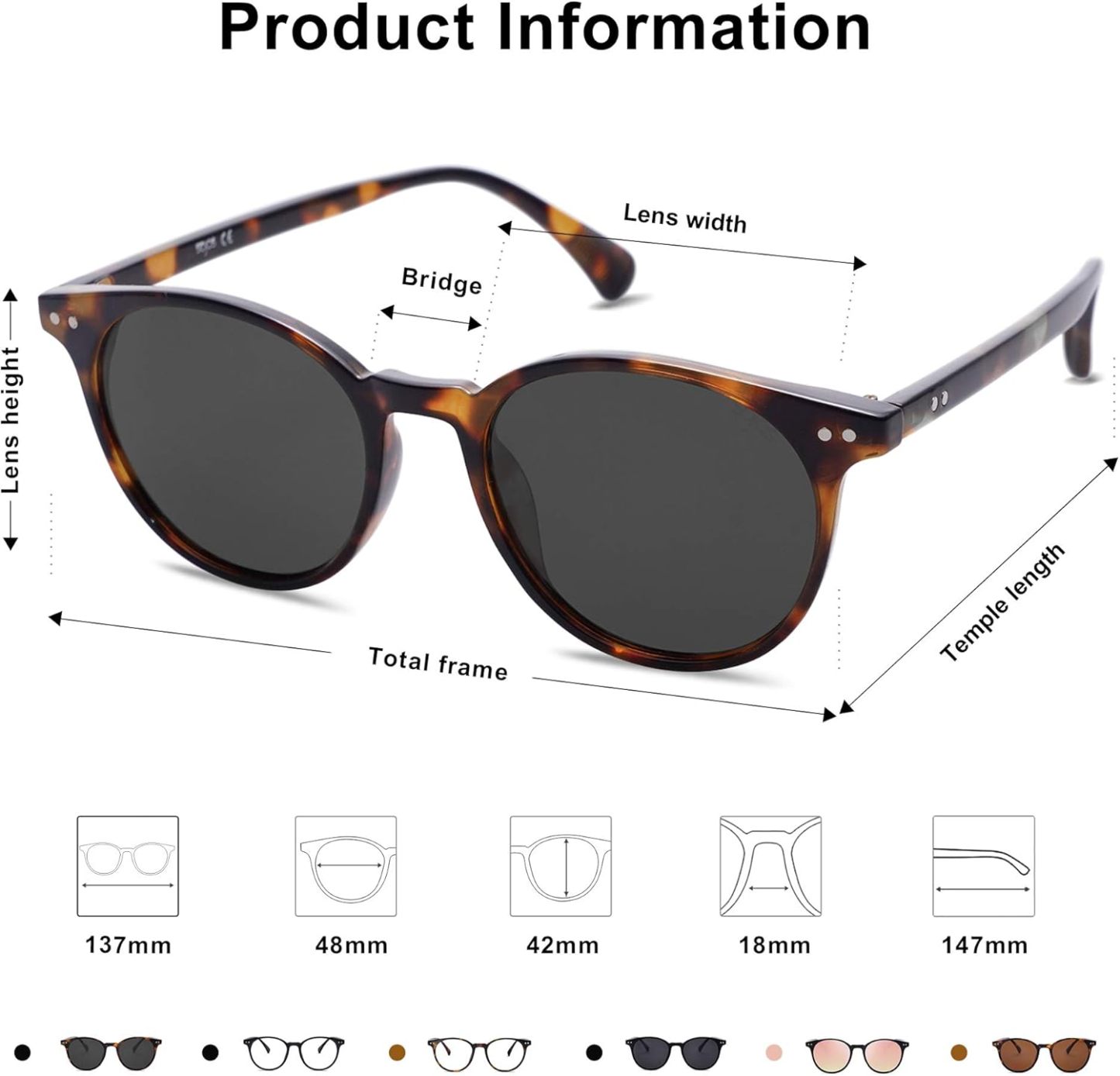 SOthtJOS Small Round Classic Polarized Sunglasses for Women Men Vintage Style UV400 Lens SJ2113