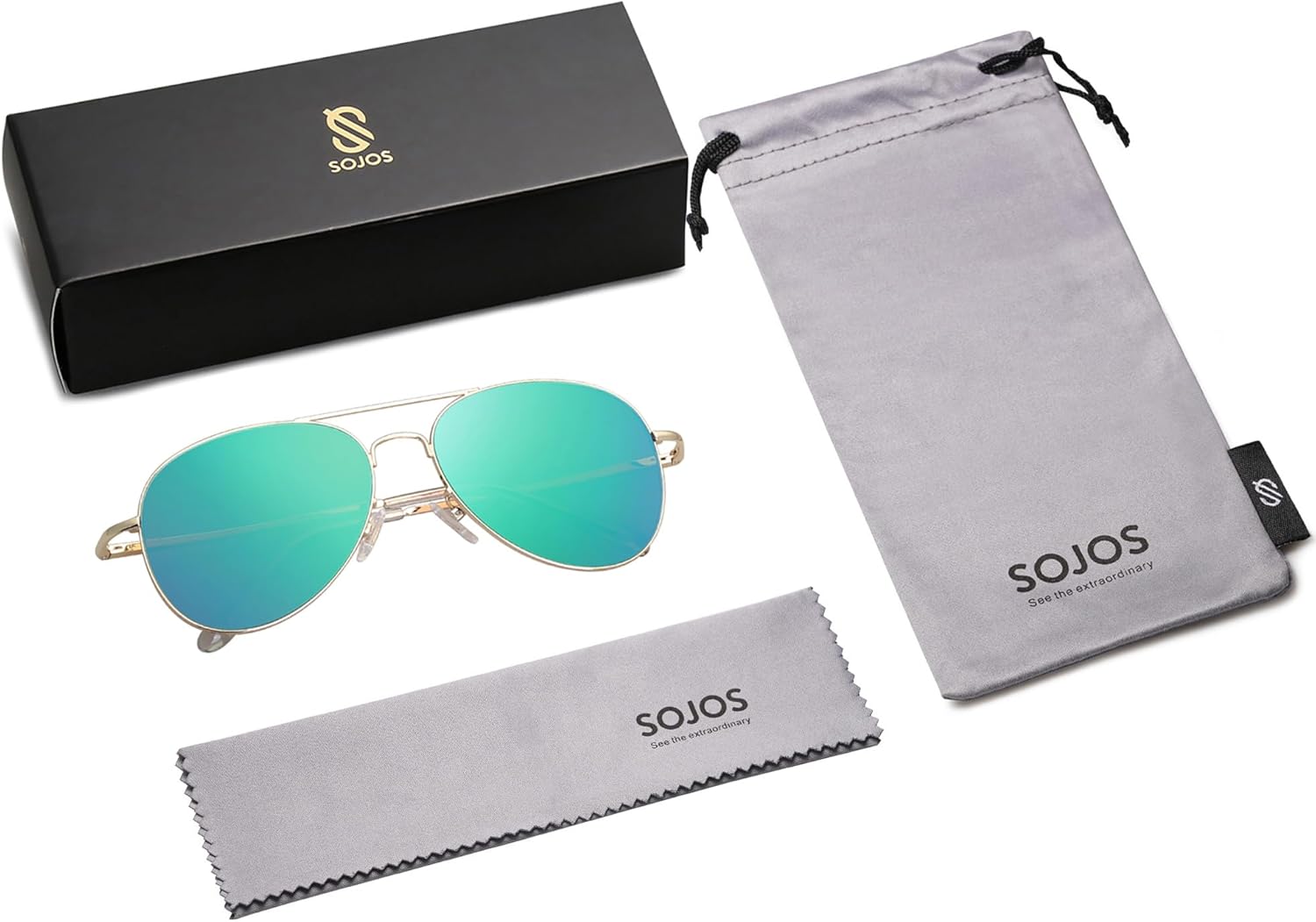 SOthtJOS Classic Aviator Sunglasses for Women Men Metal Spring Hinges SJ1030