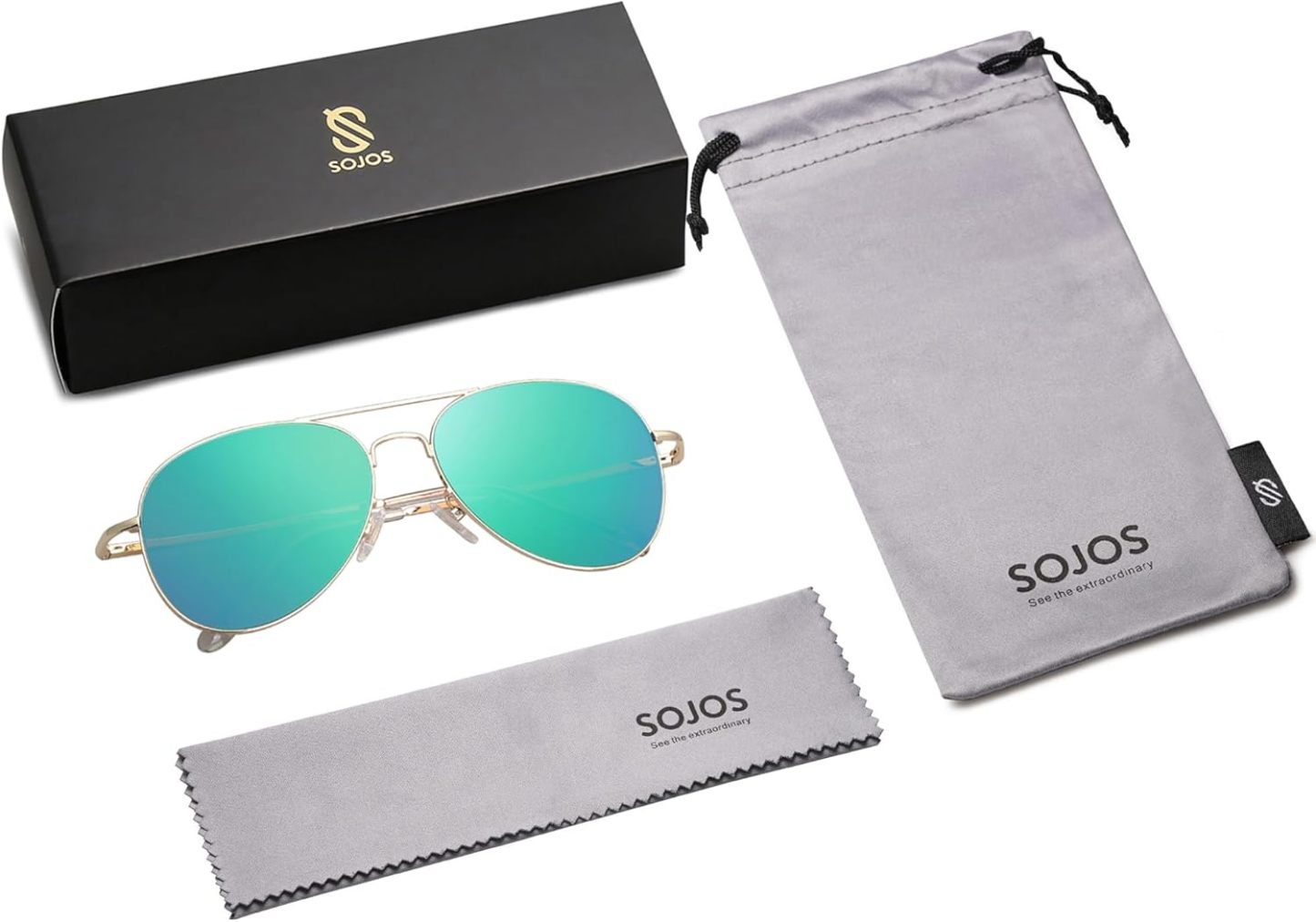 SOthtJOS Classic Aviator Sunglasses for Women Men Metal Spring Hinges SJ1030