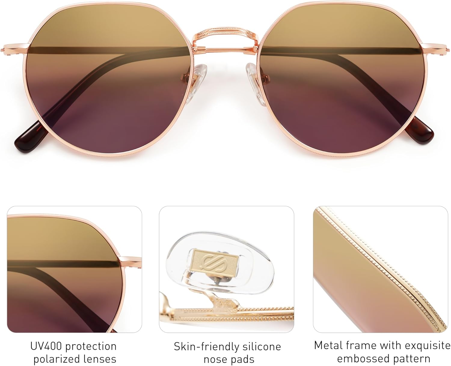 SOthtJOS Round Polygon Polarized Sunglasses for Women Men Retro Classic Vintage Panto Shades SJ1157