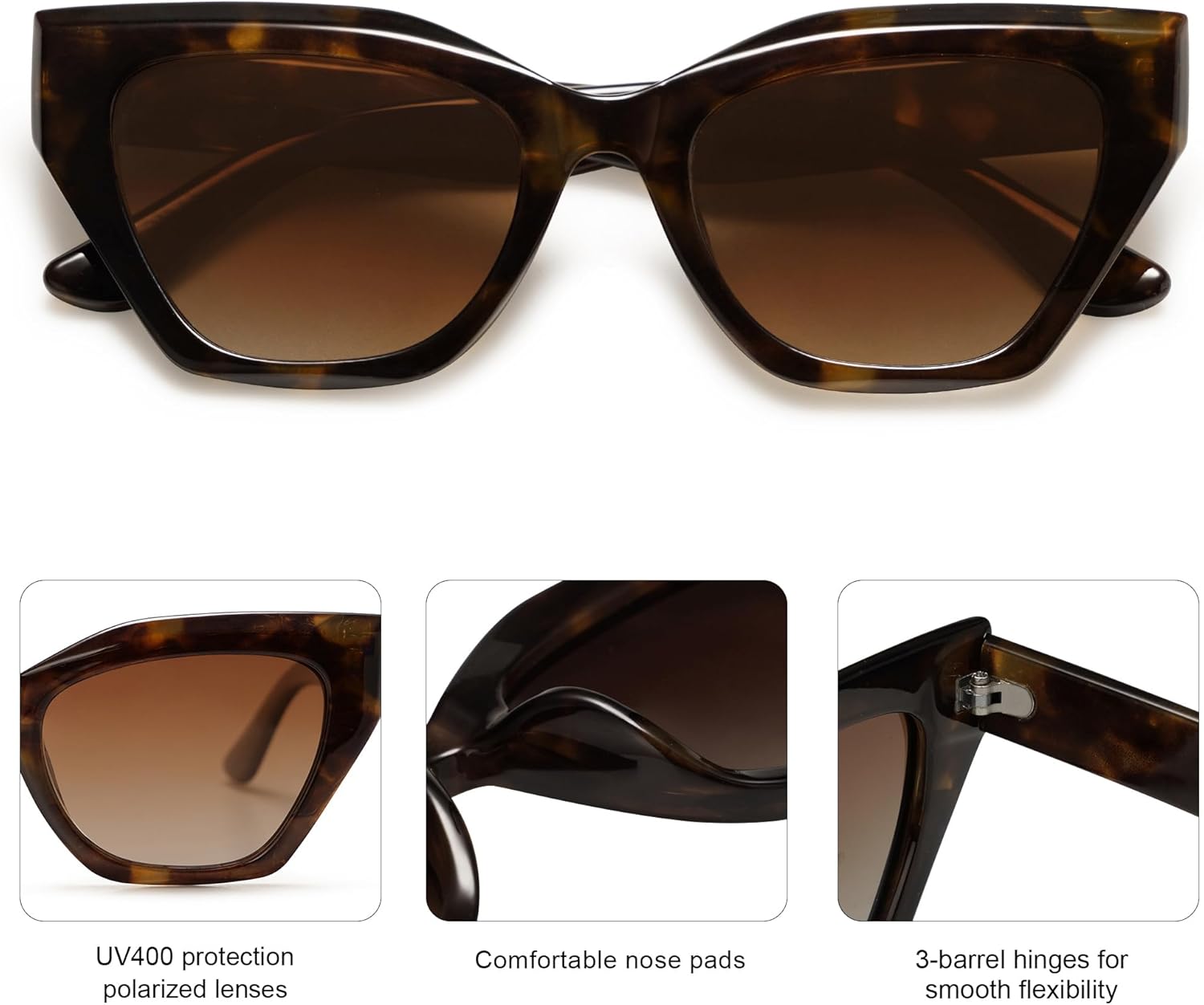 SOthtJOS Square Cat Eye Polarized Sunglasses for Women Retro Classic Vintage Trendy Cateye Shades Sunnies Gafas de sole SJ2235