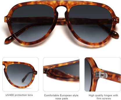 SOthtJOS Retro Aviator Sunglasses Womens Mens Vintage Plastic Frame Shades Lentes De Sol Para Mujer SJ2255