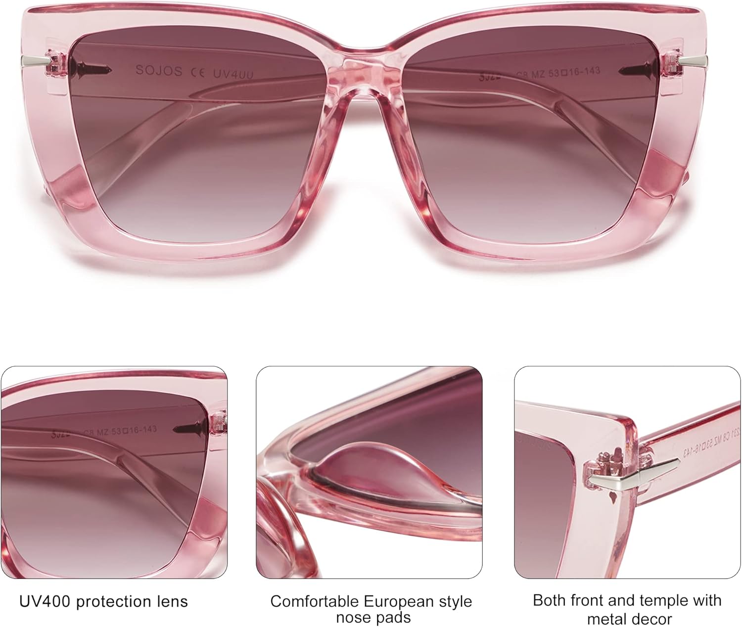 SOthtJOS Trendy Large Oversized Cat Eye Sunglasses for Women 70s UV400 Designer Shades SJ2231