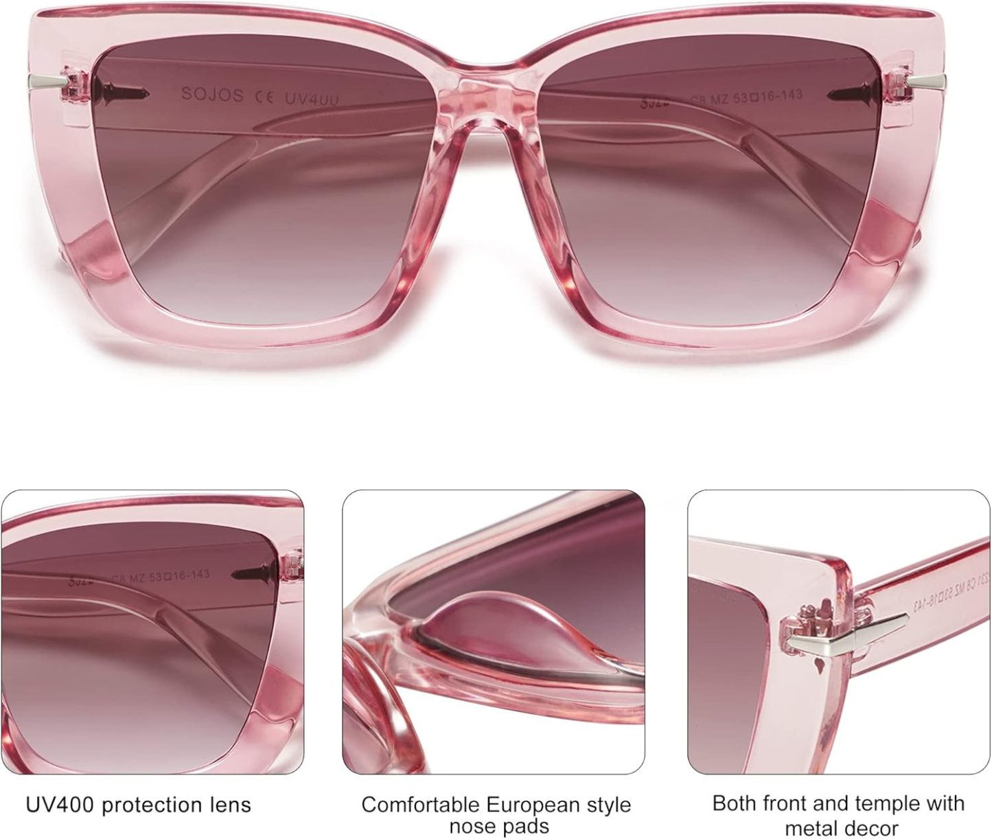 SOthtJOS Trendy Large Oversized Cat Eye Sunglasses for Women 70s UV400 Designer Shades SJ2231