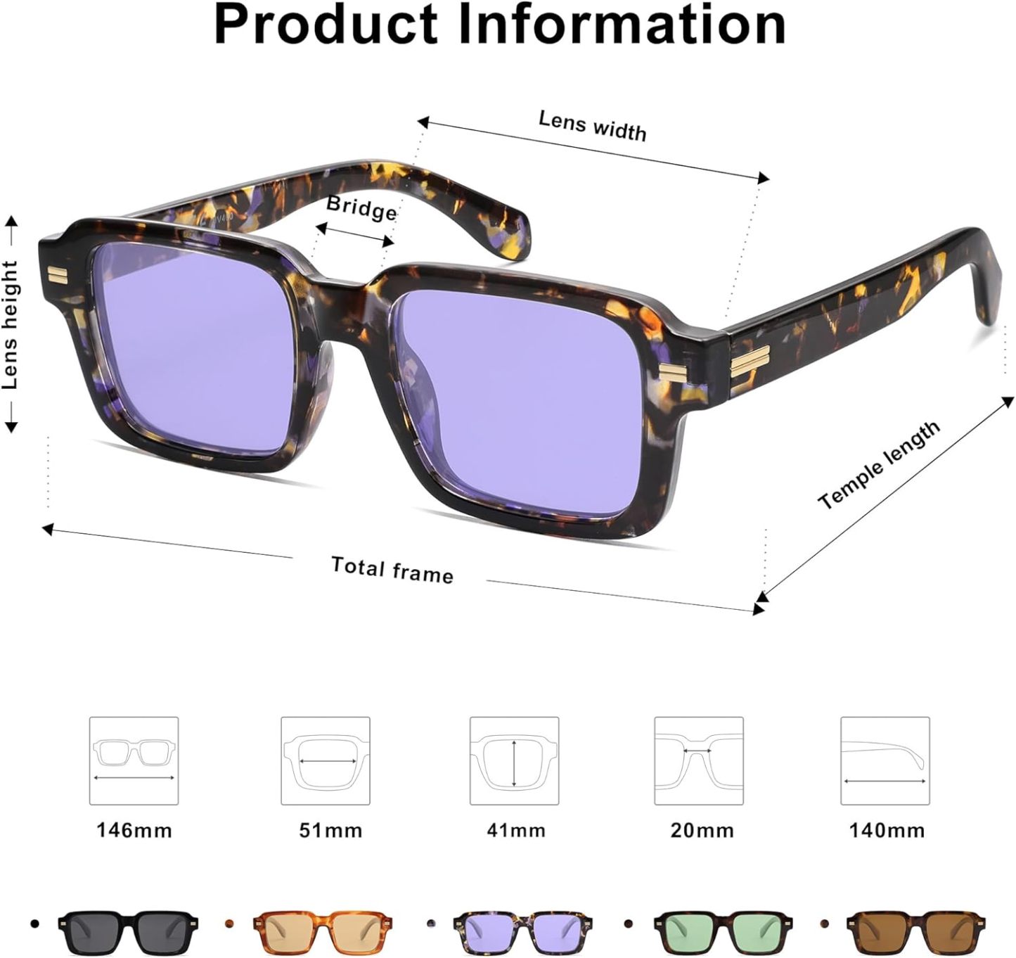 SOthtJOS Trendy Square Polarized Sunglasses for Women, 70s 80s Retro Rectangle Shades SJ2345