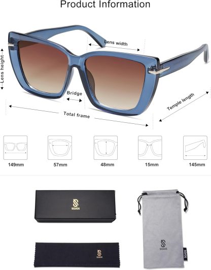 SOthtJOS Trendy Large Oversized Cat Eye Sunglasses for Women 70s UV400 Designer Shades SJ2231