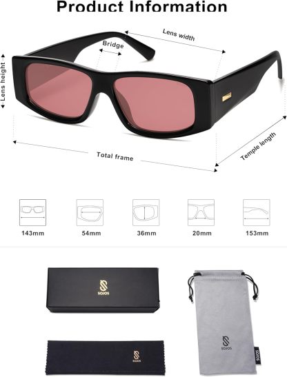 SOthtJOS Trendy Y2K Rectangle Polarized Sunglasses for Women Men Fashion Designer Rave Sunglasses SJ2228