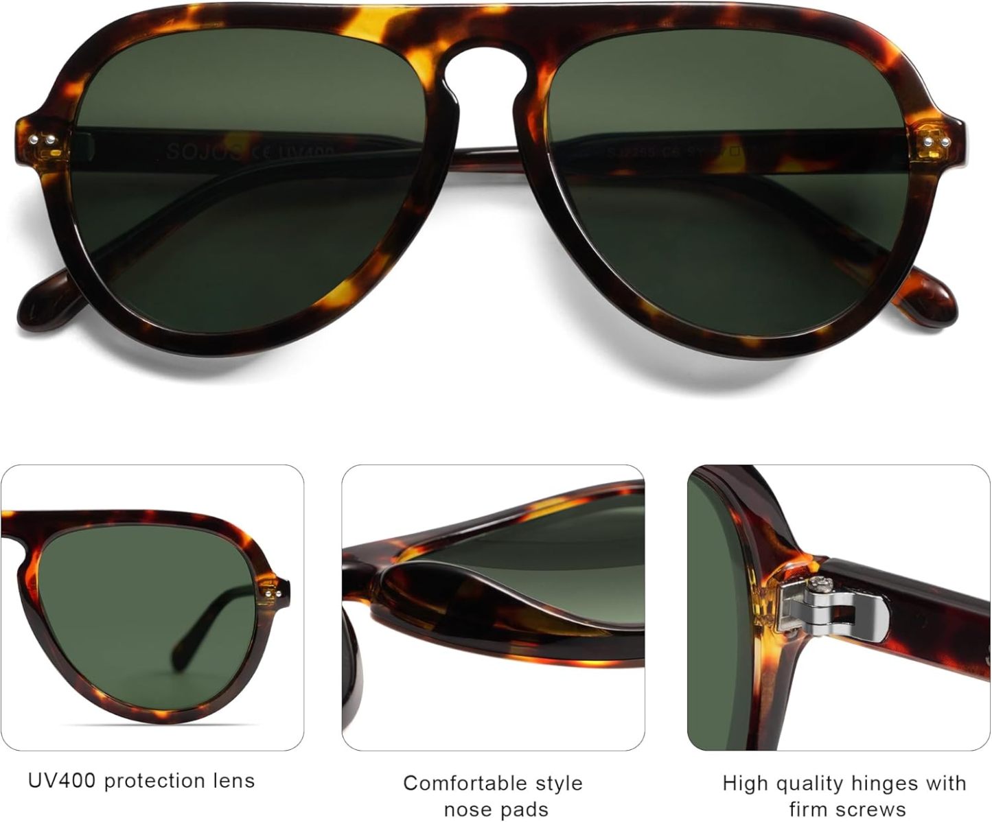 SOthtJOS Retro Aviator Sunglasses Womens Mens Vintage Plastic Frame Shades Lentes De Sol Para Mujer SJ2255