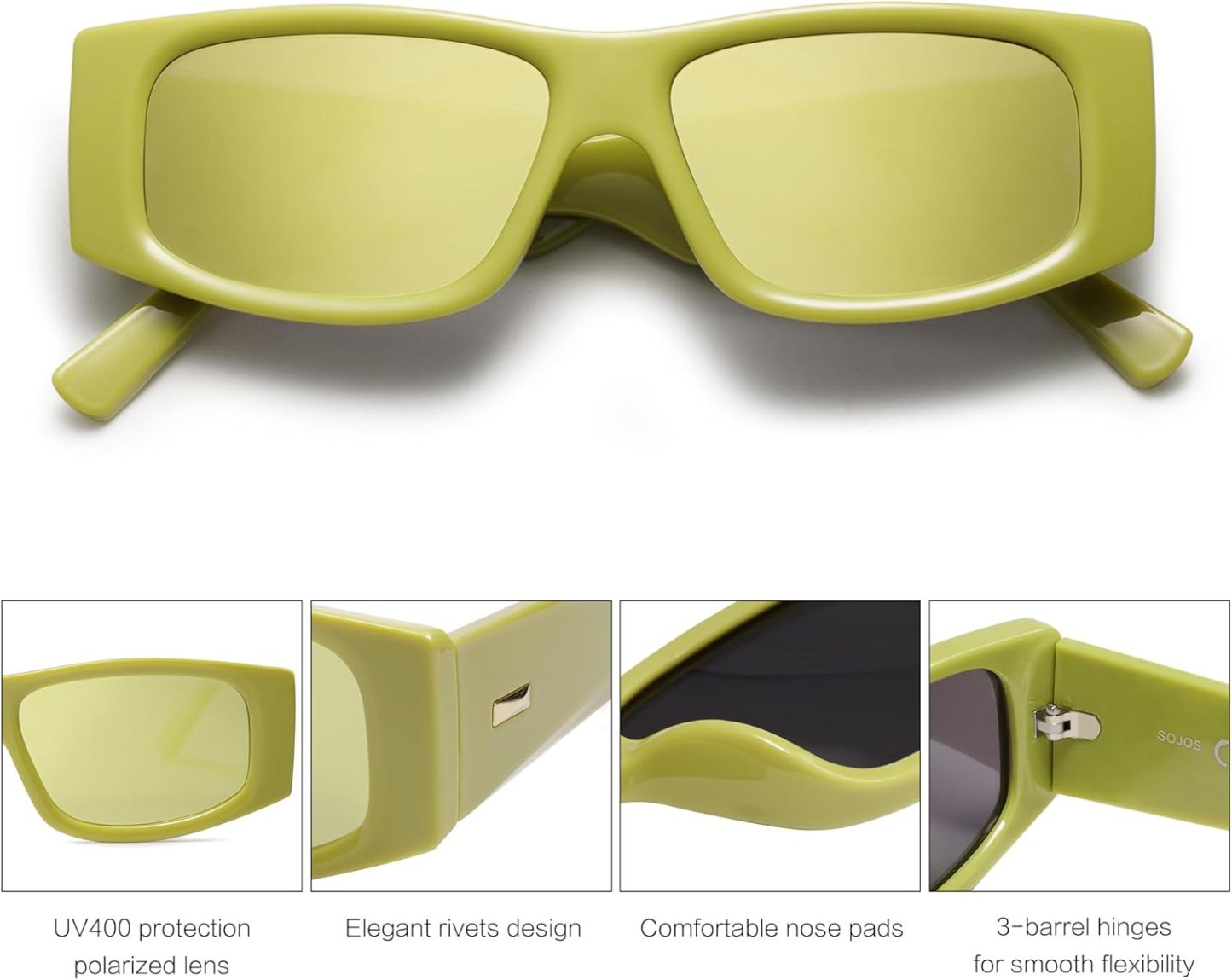 SOthtJOS Trendy Y2K Rectangle Polarized Sunglasses for Women Men Fashion Designer Rave Sunglasses SJ2228