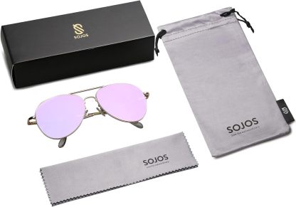SOthtJOS Classic Aviator Sunglasses for Women Men Metal Spring Hinges SJ1030