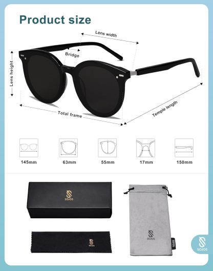 SOthtJOS Sunglasses Womens Trendy 2025 Classic Round Retro Vintage Shades Large Frame Sunnies SJ2067
