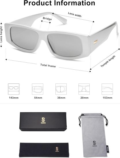 SOthtJOS Trendy Y2K Rectangle Polarized Sunglasses for Women Men Fashion Designer Rave Sunglasses SJ2228