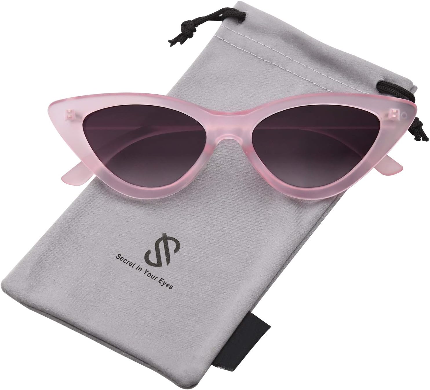 SOthtJOS Retro Vintage Narrow Cat Eye Sunglasses for Women Clout Goggles Plastic Frame SJ2044