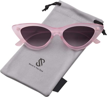 SOthtJOS Retro Vintage Narrow Cat Eye Sunglasses for Women Clout Goggles Plastic Frame SJ2044