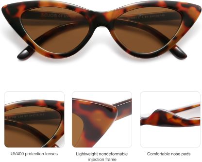 SOthtJOS Retro Vintage Narrow Cat Eye Sunglasses for Women Clout Goggles Plastic Frame SJ2044