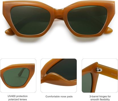 SOthtJOS Square Cat Eye Polarized Sunglasses for Women Retro Classic Vintage Trendy Cateye Shades Sunnies Gafas de sole SJ2235