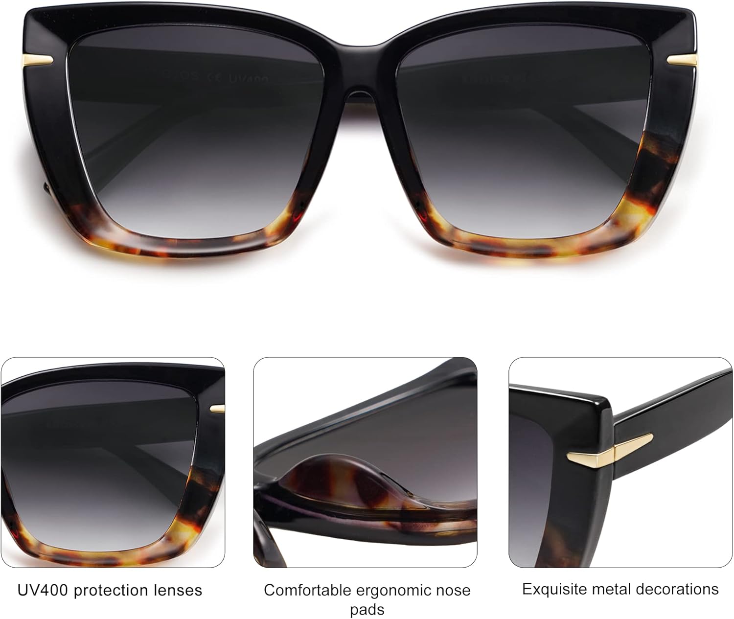 SOthtJOS Trendy Large Oversized Cat Eye Sunglasses for Women 70s UV400 Designer Shades SJ2231