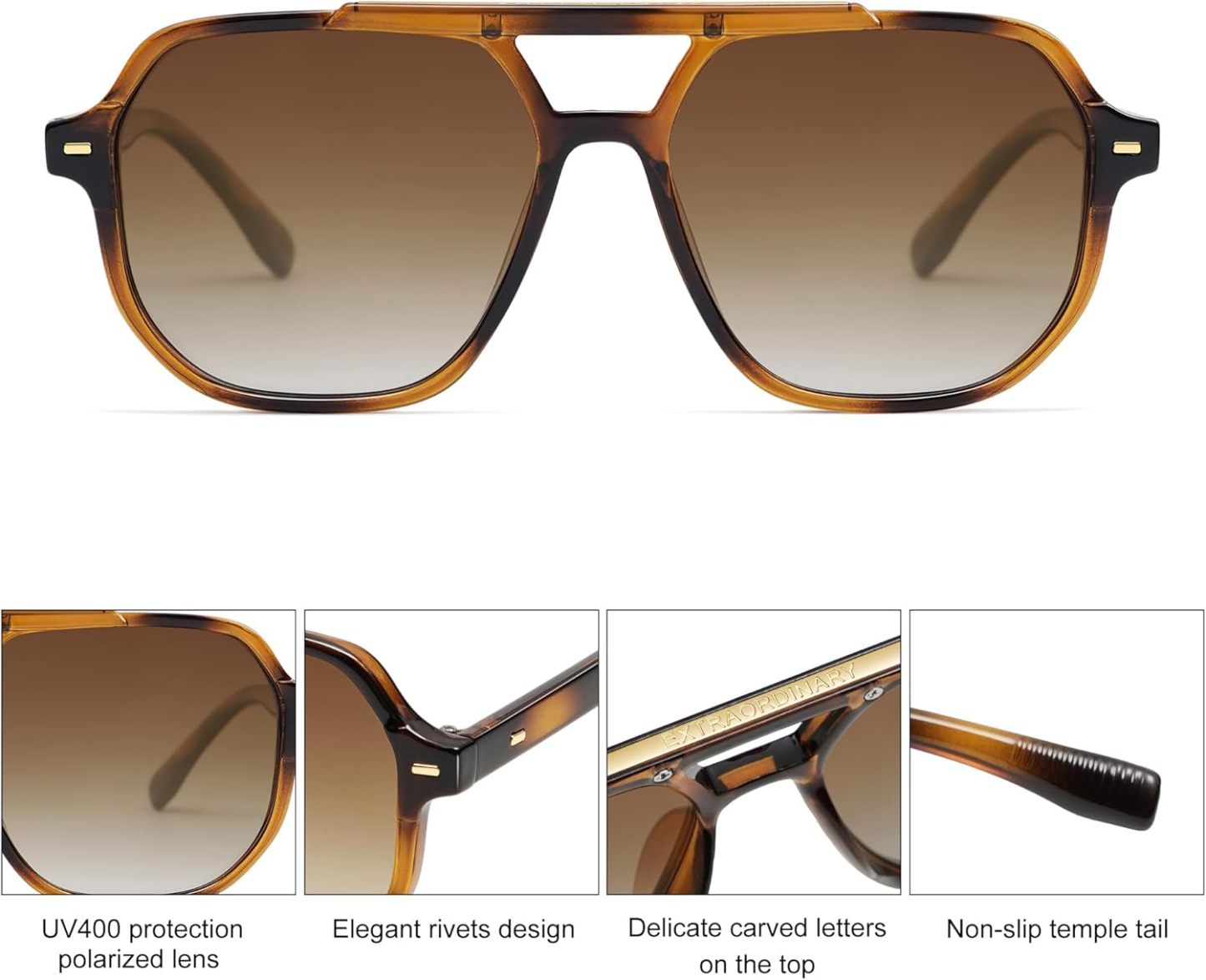 SOthtJOS Retro Trendy Aviator Polarized Sunglasses Men Women Vintage 70s Square Stylish Frame Sun Glasses SJ2283