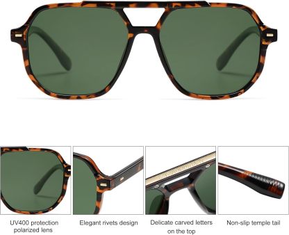 SOthtJOS Retro Trendy Aviator Polarized Sunglasses Men Women Vintage 70s Square Stylish Frame Sun Glasses SJ2283