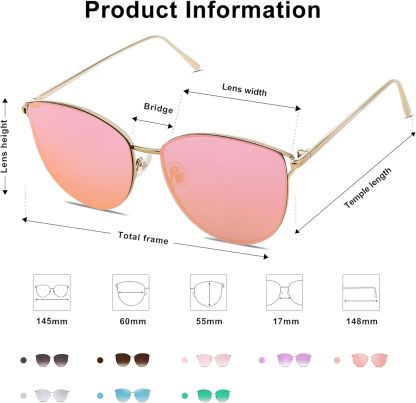 SOthtJOS Mirrored Flat Lens Fashion Sunglasses for Women SJ1085