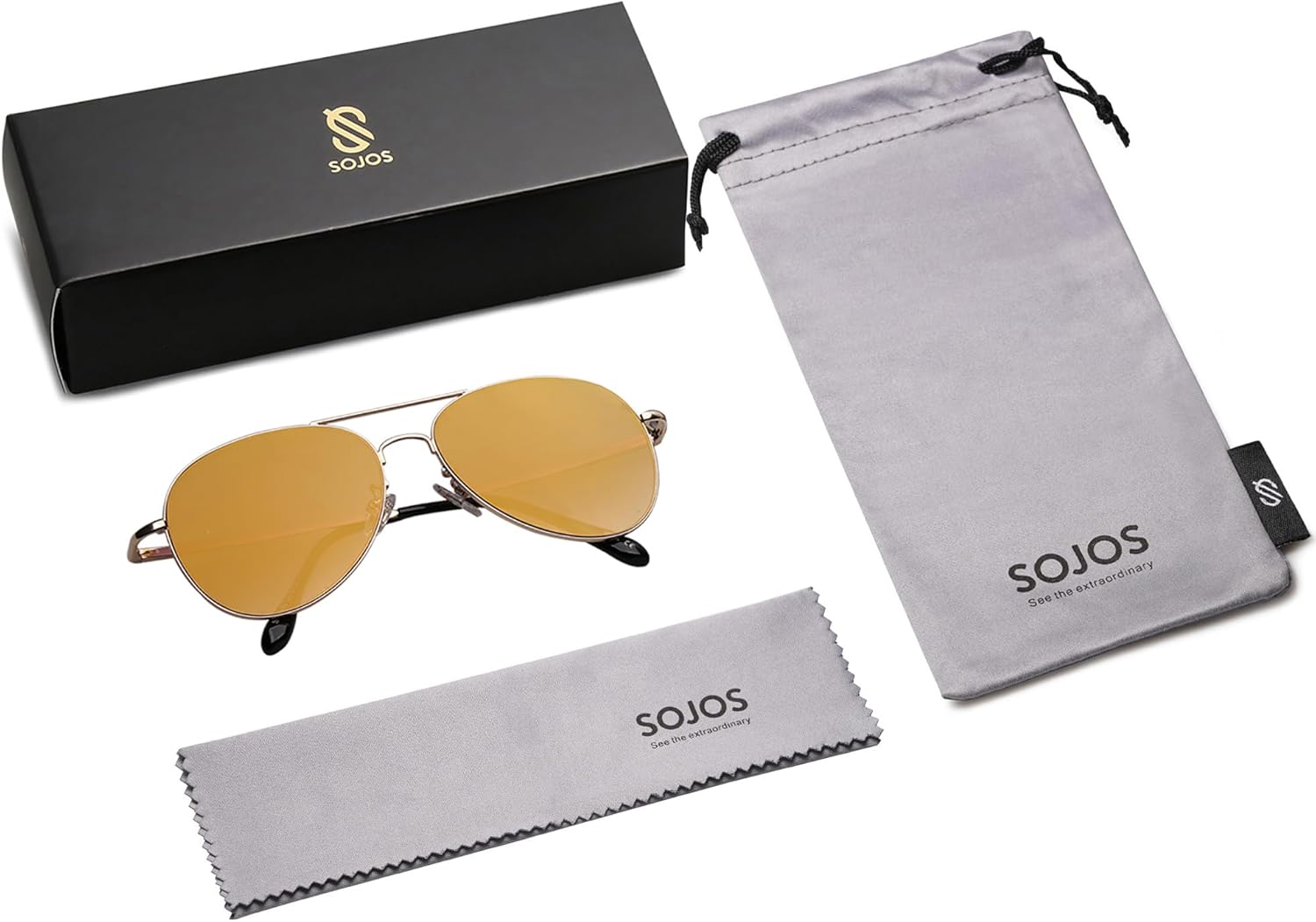 SOthtJOS Classic Aviator Sunglasses for Women Men Metal Spring Hinges SJ1030
