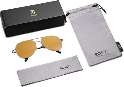 SOthtJOS Classic Aviator Sunglasses for Women Men Metal Spring Hinges SJ1030