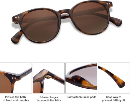 SOthtJOS Small Round Classic Polarized Sunglasses for Women Men Vintage Style UV400 Lens SJ2113