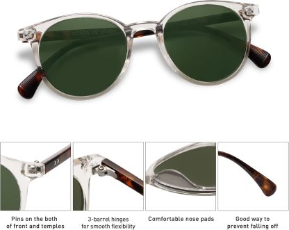 SOthtJOS Small Round Classic Polarized Sunglasses for Women Men Vintage Style UV400 Lens SJ2113