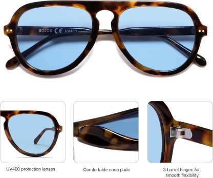 SOthtJOS Retro Aviator Sunglasses Womens Mens Vintage Plastic Frame Shades Lentes De Sol Para Mujer SJ2255