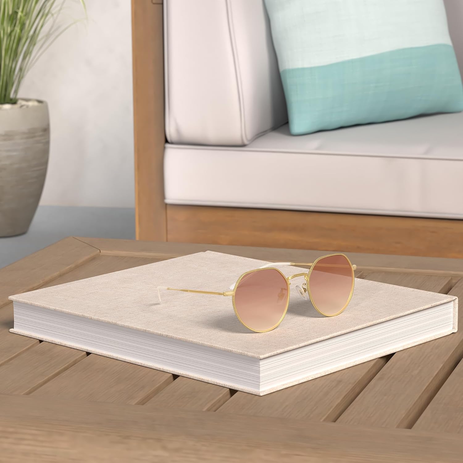 SOthtJOS Round Polygon Polarized Sunglasses for Women Men Retro Classic Vintage Panto Shades SJ1157