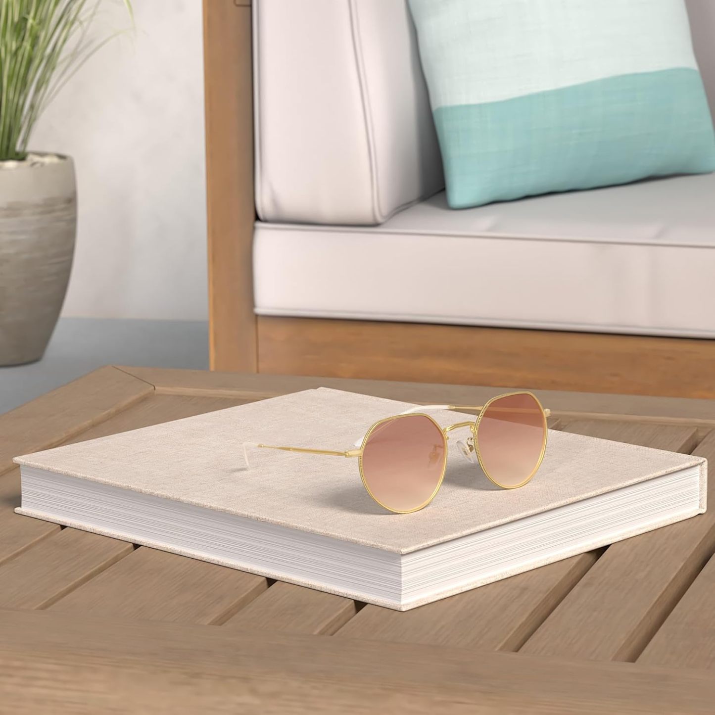 SOthtJOS Round Polygon Polarized Sunglasses for Women Men Retro Classic Vintage Panto Shades SJ1157