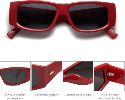 SOthtJOS Trendy Y2K Rectangle Polarized Sunglasses for Women Men Fashion Designer Rave Sunglasses SJ2228