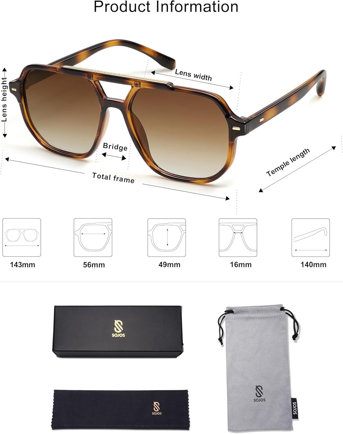 SOthtJOS Retro Trendy Aviator Polarized Sunglasses Men Women Vintage 70s Square Stylish Frame Sun Glasses SJ2283