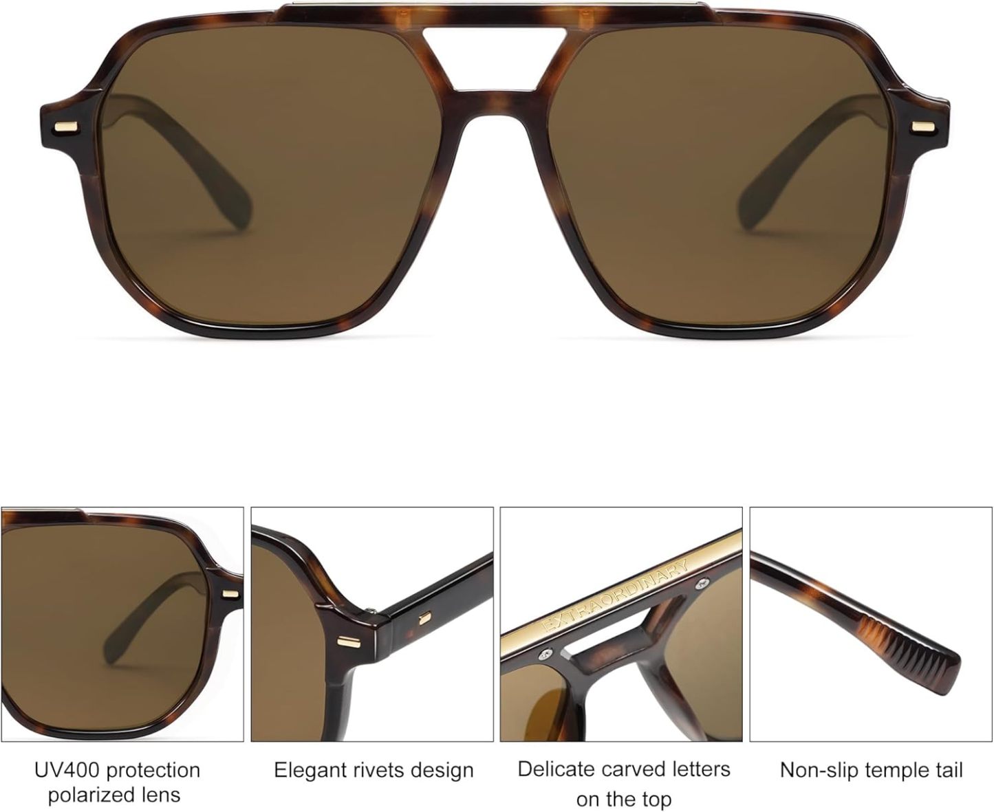 SOthtJOS Retro Trendy Aviator Polarized Sunglasses Men Women Vintage 70s Square Stylish Frame Sun Glasses SJ2283