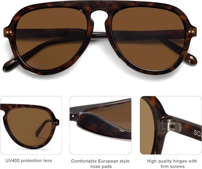 SOthtJOS Retro Aviator Sunglasses Womens Mens Vintage Plastic Frame Shades Lentes De Sol Para Mujer SJ2255