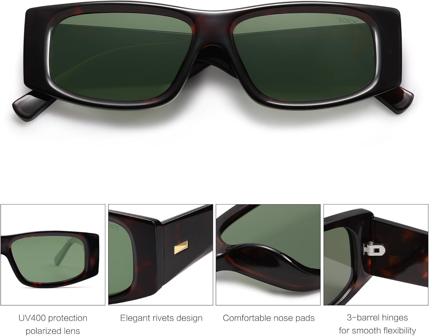 SOthtJOS Trendy Y2K Rectangle Polarized Sunglasses for Women Men Fashion Designer Rave Sunglasses SJ2228