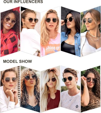 SOthtJOS Retro Vintage Round Polarized Sunglasses for Women Men Small Double Bridge Circle Sunnies SJ1104