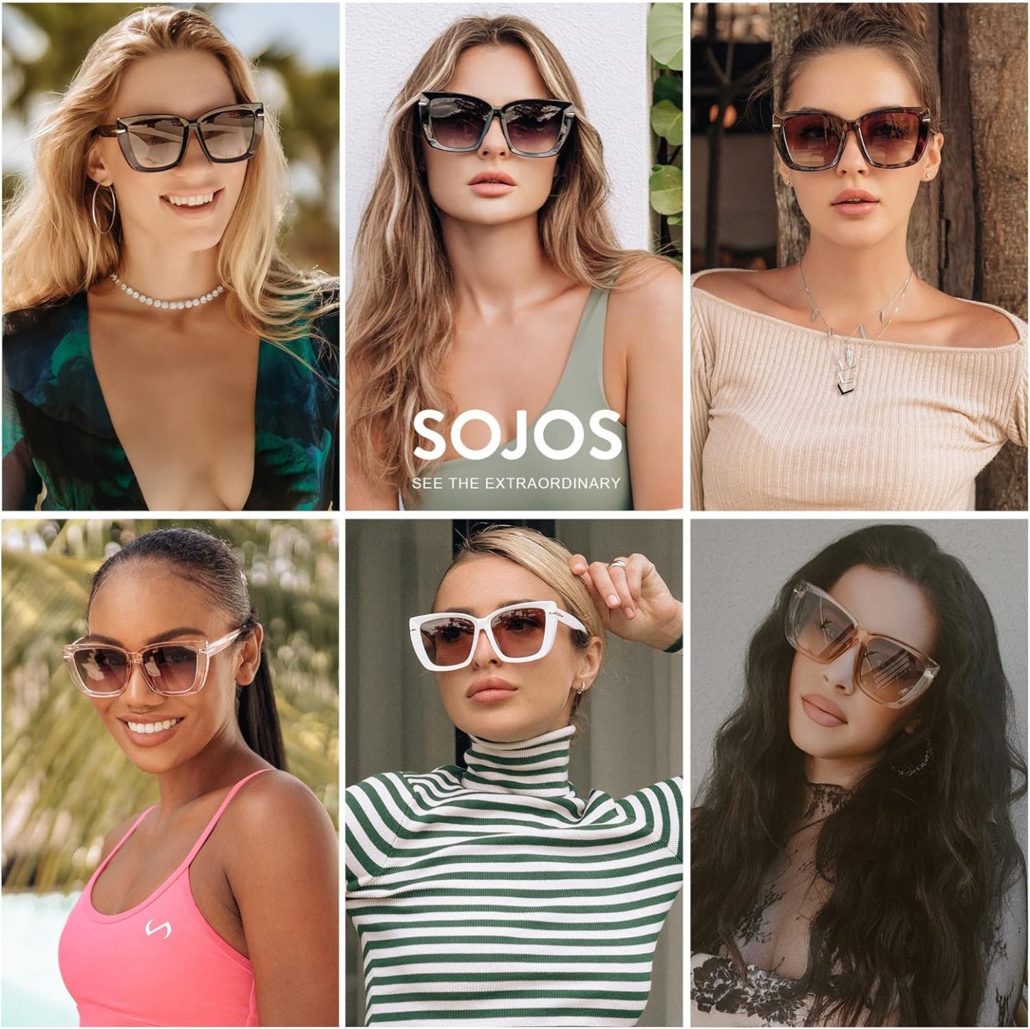 SOthtJOS Trendy Large Oversized Cat Eye Sunglasses for Women 70s UV400 Designer Shades SJ2231