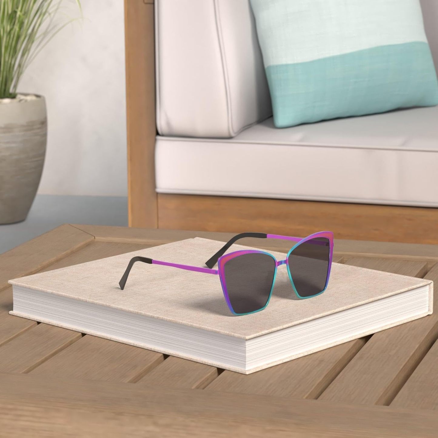 SOthtJOS Cateye Sunglasses for Women Fashion Mirrored Lens Metal Frame SJ1086