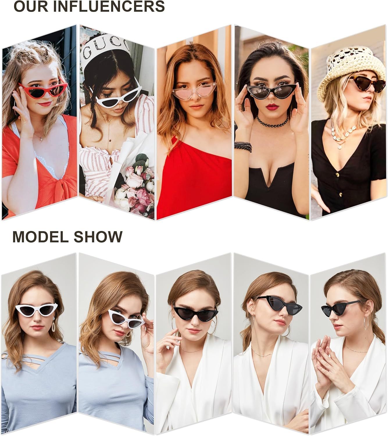 SOthtJOS Retro Vintage Narrow Cat Eye Sunglasses for Women Clout Goggles Plastic Frame SJ2044